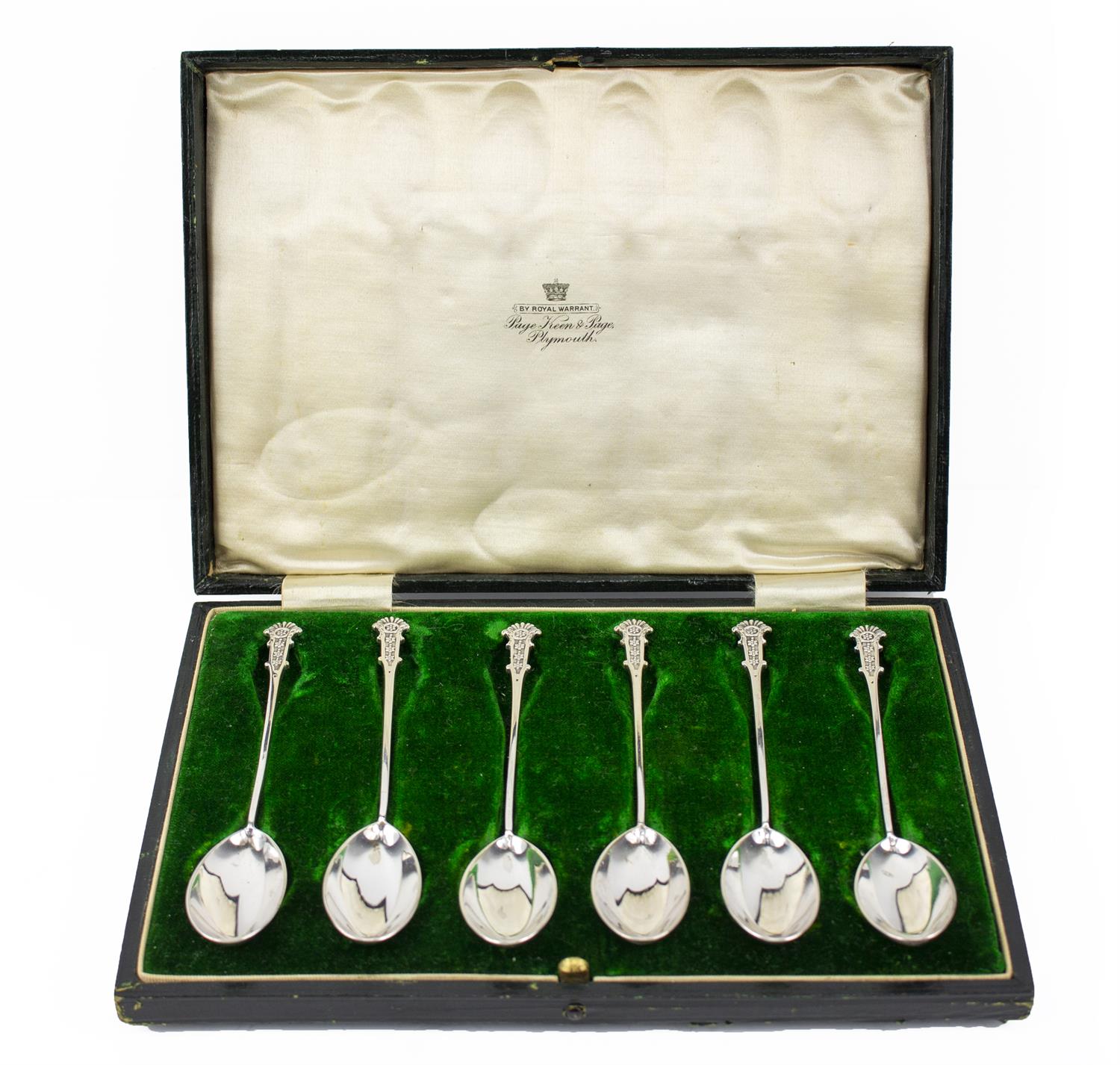 Lot 528 - A SET OF SIX SILVER DESSERT SPOONS