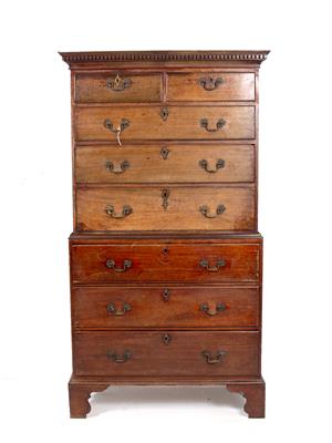 Lot 566 - A GEORGIAN MAHOGANY TALLBOY