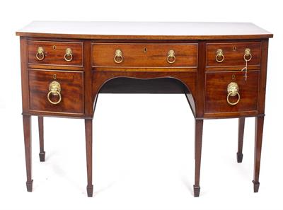 Lot 578 - A 19TH CENTURY MAHOGANY BOW FRONTED SIDEBOARD