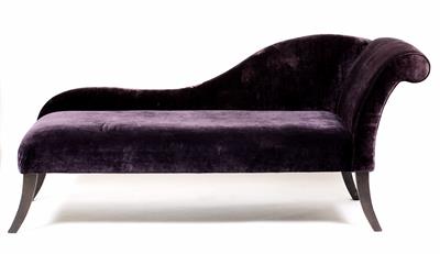 Lot 587 - A MODERN PURPLE UPHOLSTERED CHAISE LONGUE