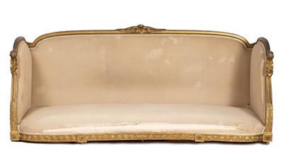 Lot 591 - AN ANTIQUE GILTWOOD SETTEE