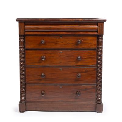 Lot 604 - A VICTORIAN MAHOGANY FIVE DRAWER CHEST