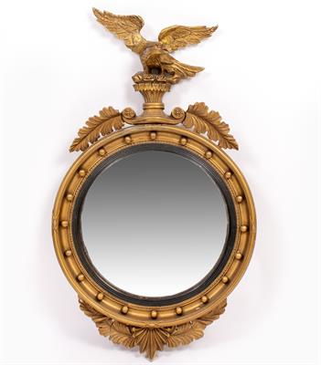 Lot 609 - A REGENCY STYLE CONVEX MIRROR