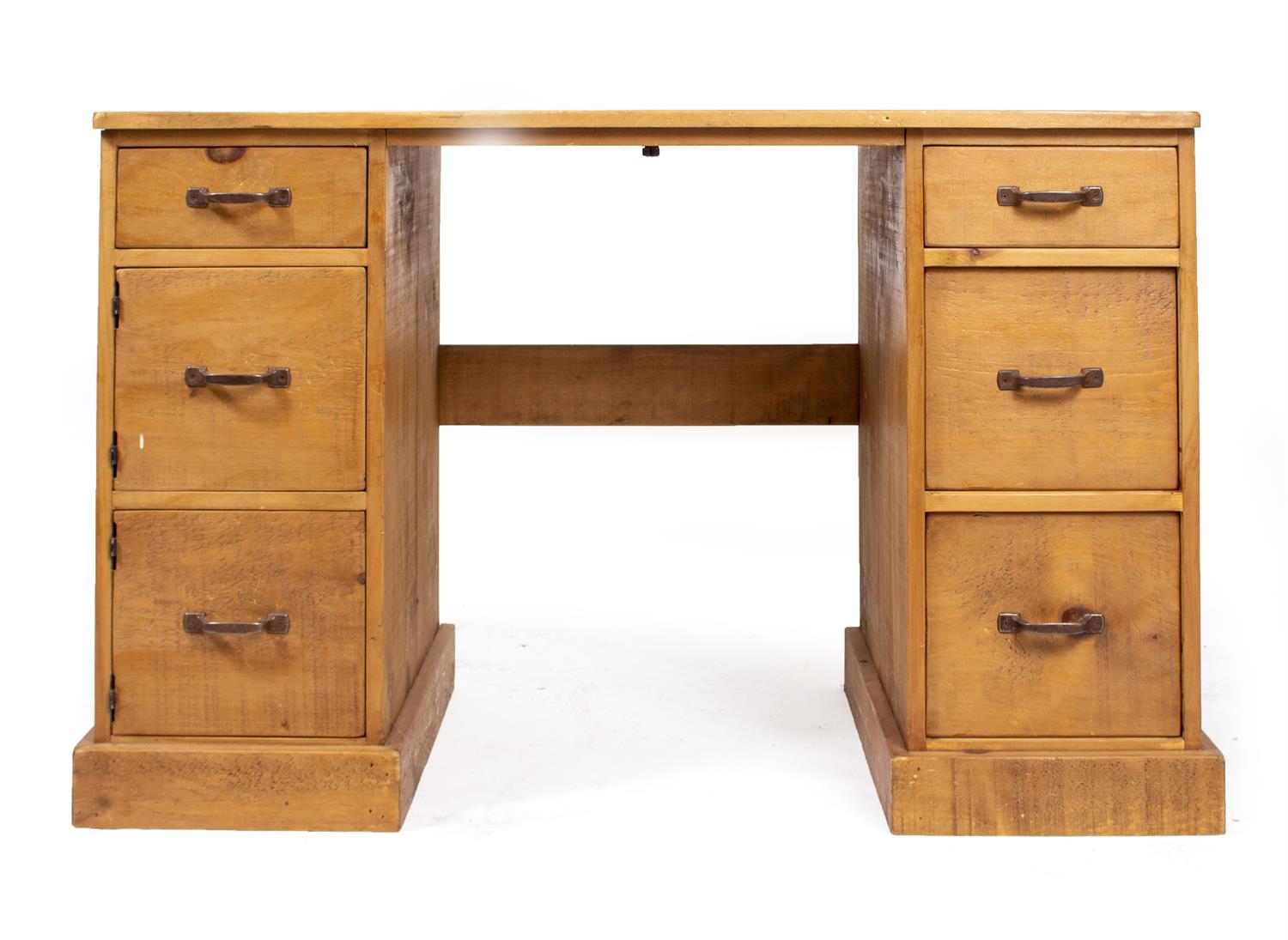 Lot 634 - A MODERN PINE PEDESTAL DESK