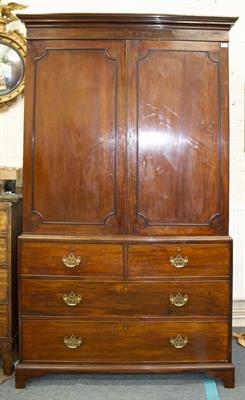 Lot 656 - A 19TH CENTURY MAHOGANY LINEN PRESS