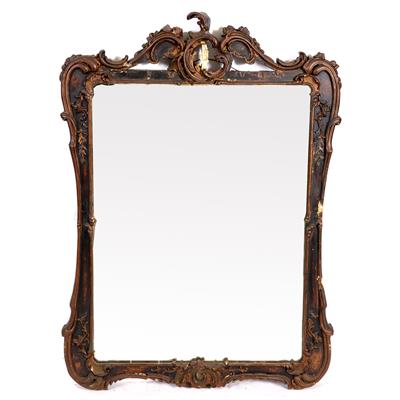 Lot 664 - AN ANTIQUE GILT FRAMED WALL MIRROR