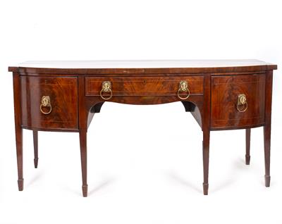 Lot 665 - A 19TH CENTURY MAHOGANY BREAK FRONT SIDEBOARD