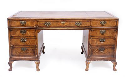 Lot 672 - A WALNUT PEDESTAL DESK