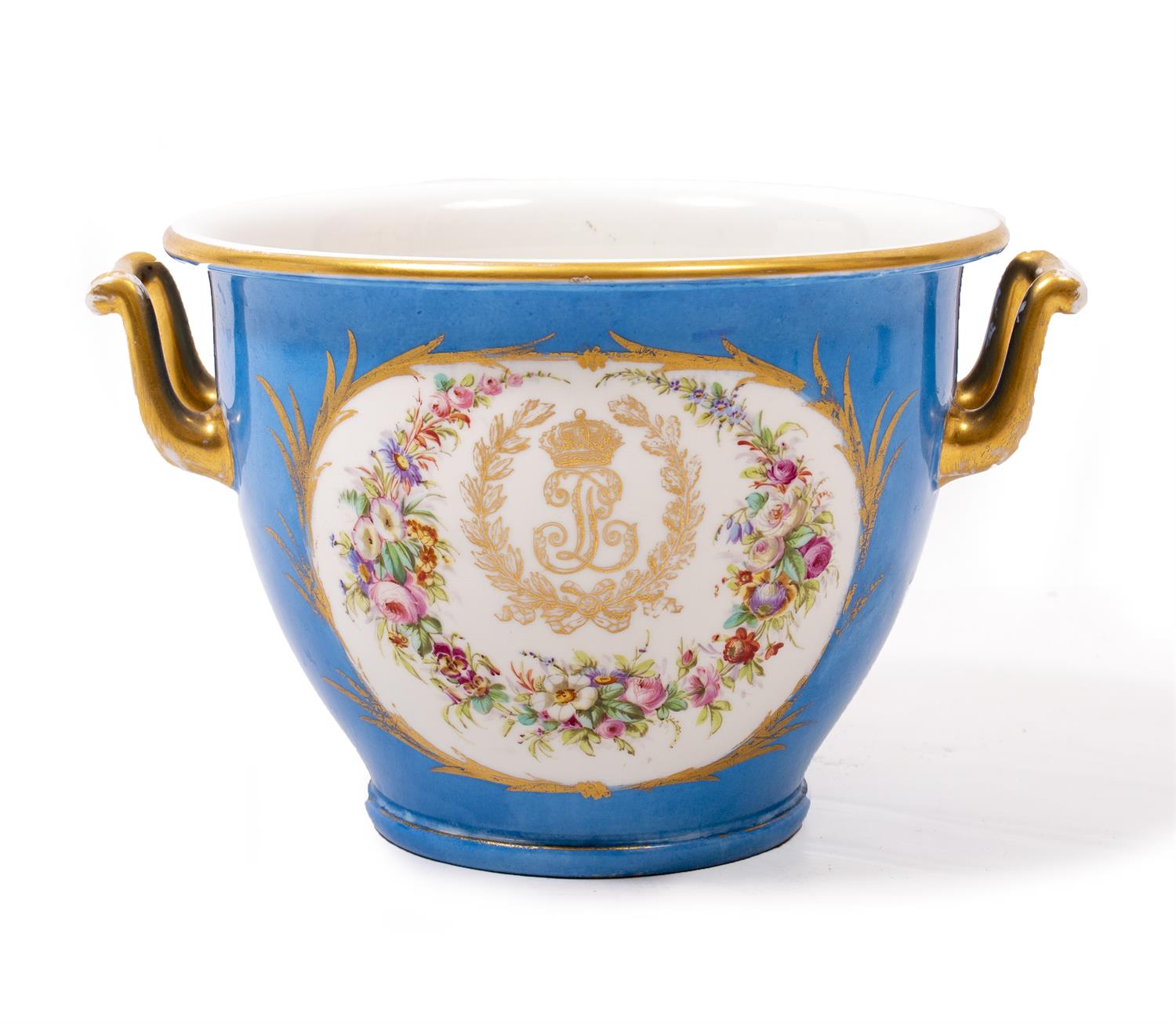 Lot 725 - A FRENCH SEVRES PORCELAIN JARDINIERE