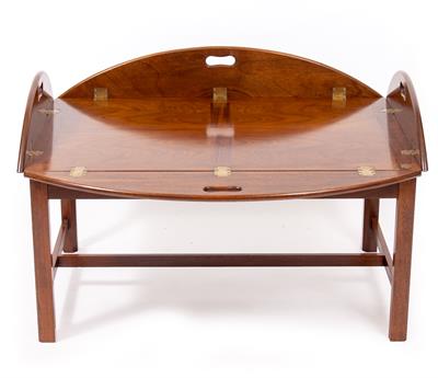 Lot 740 - A CAMPAIGN STYLE MAHOGANY LOW TABLE