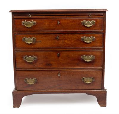 Lot 741 - A GEORGE III MAHOGANY CHEST OF FOUR DRAWER