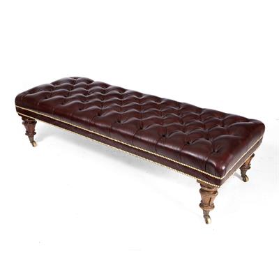 Lot 773 - A LARGE RECTANGULAR OXBLOOD LEATHER BUTTON UPHOLSTERED STOOL