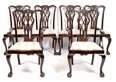 Lot 807 - A MATCHED SET OF FOURTEEN GEORGE III STYLE MAHOGANY DINING CHAIRS