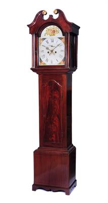 Lot 21 - A 19TH CENTURY MAHOGANY COTTAGE 8 DAY LONGCASE CLOCK