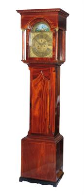 Lot 25 - A 19TH CENTURY MAHOGANY 8 DAY LONGCASE CLOCK the 13 brass break arch dial with Roman chapter ring"