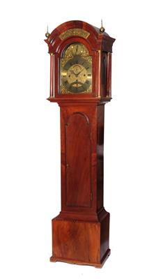 Lot 31 - A MAHOGANY 8 DAY LONGCASE CLOCK the 12 break arch brass dial with Roman chapter ring"