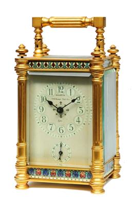 Lot 39 - A 19TH CENTURY FRENCH CARRIAGE TIMEPIECE the Arabic enamel dial signed Aubertin