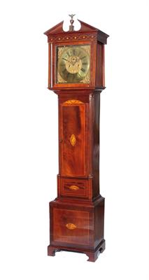 Lot 44 - AN 18TH CENTURY MAHOGANY EIGHT DAY LONGCASE CLOCK the 13 square brass dial with Roman chapter ring"