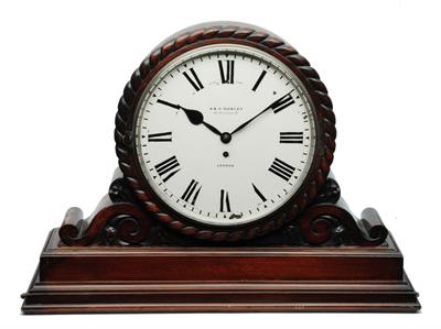 Lot 46 - A LATE VICTORIAN MAHOGANY BANK CLOCK the 12 diameter painted Roman dial signed A & H Roley"
