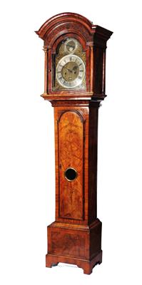 Lot 52 - AN 18TH CENTURY WALNUT 8 DAY LONGCASE CLOCK the 12 break arch dial with silvered Roman chapter ring"
