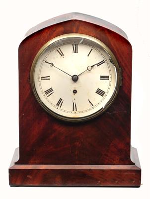 Lot 57 - A 19TH CENTURY MAHOGANY MANTEL TIMEPIECE