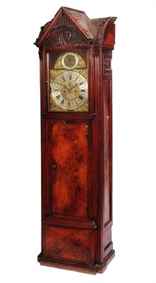 Lot 61 - AN UNUSUAL WALNUT LONGCASE CLOCK