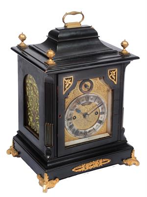 Lot 63 - AN 18TH CENTURY STYLE EBONISED BRACKET CLOCK