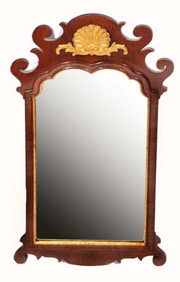 Lot 73 - A MID 18TH CENTURY STYLE WALNUT LOOKING GLASS