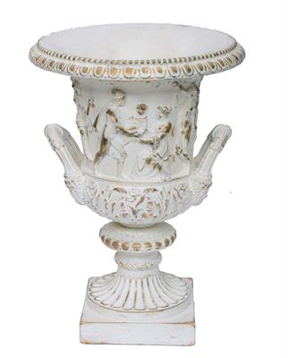 Lot 98 - A GRAND TOUR STYLE PAINTED PLASTER URN
