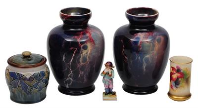 Lot 104 - A PAIR OF WILKINSON'S POTTERY ORIFLAMME BALUSTER  VASES