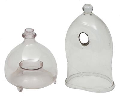 Lot 105 - A 19TH CENTURY GLASS CANDLE STORM SHADE