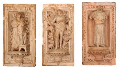 Lot 142 - THREE TERRACOTTA PLAQUES by George Tinworth
