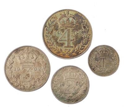 Lot 168 - AN EDWARD VII MATT PROOF MAUNDY SET