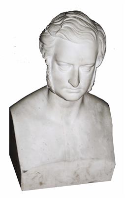 Lot 207 - A VICTORIAN MARBLE PORTRAIT BUST of a bewhiskered gentleman inscribed I Jackson Fecit Roma 1860