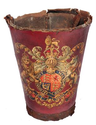 Lot 220 - AN EARLY 19TH CENTURY LEATHER FIRE BUCKET