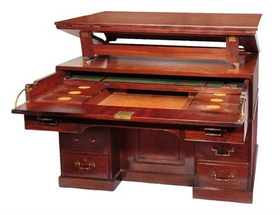 Lot 225 - A GEORGE III MAHOGANY PEDESTAL LIBRARY DESK attributed to Gillows