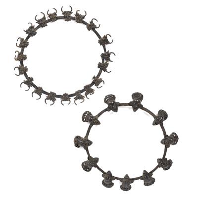 Lot 245 - TWO BRONZED BAMUM AFRICAN COLLARS
