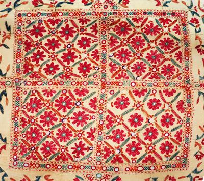 Lot 251 - A SIND INDIAN CLOTH embroidered with flowers and mirror work
