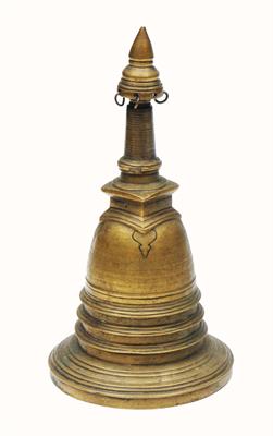Lot 253 - AN EASTERN SRI LANKAN BUDDHIST METAL STUPA 18cm high