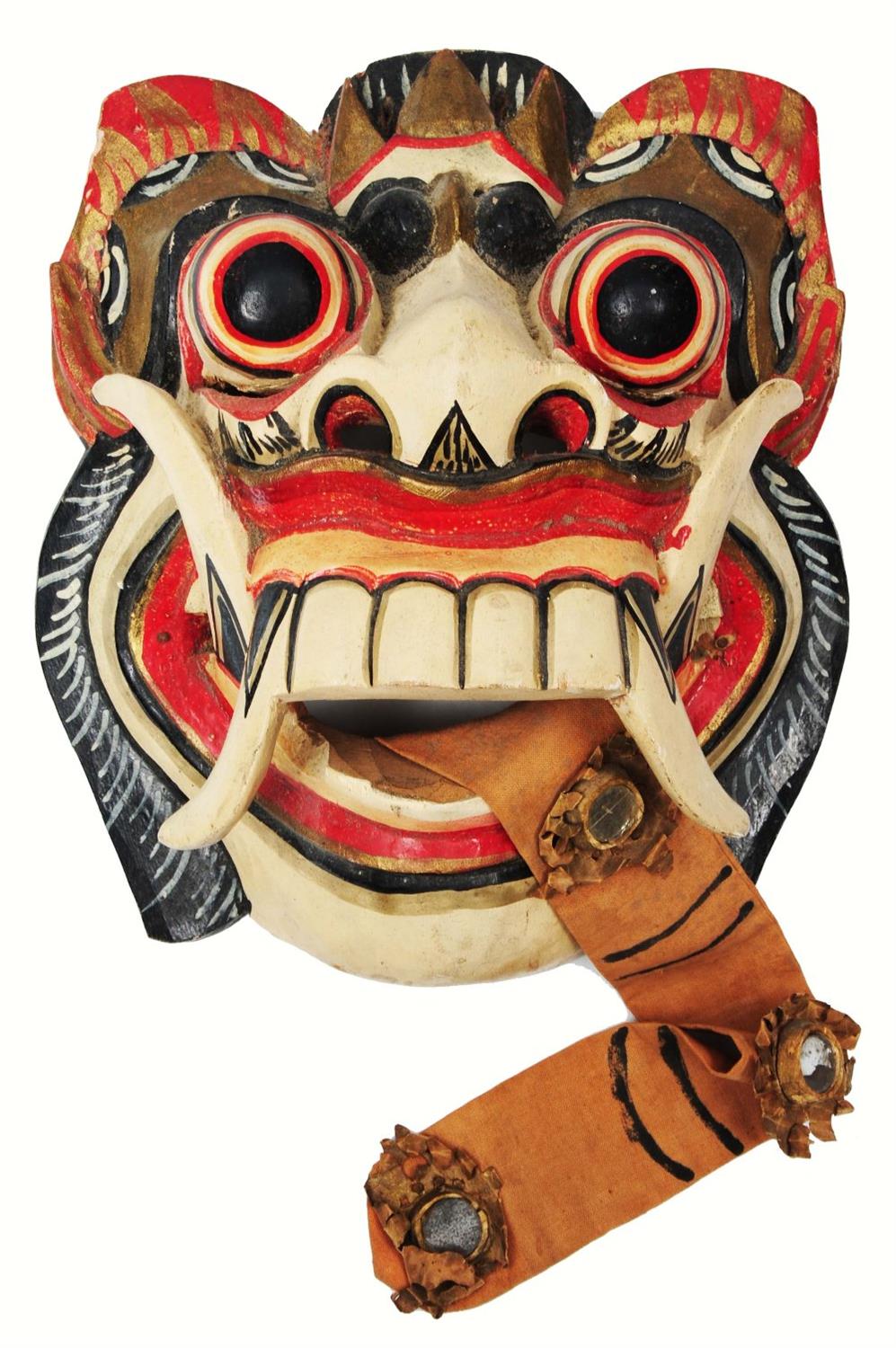 Lot 258 - A BALINESE INDONESIA MASK used in performances of Rangda and Barong