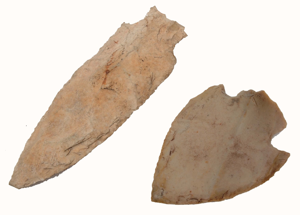 Lot 263 - TWO NATIVE AMERICAN INDIAN FLINT SPEARHEADS