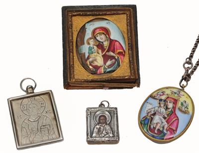Lot 273 - A COLLECTION OF FOUR SMALL RUSSIAN ORTHODOX PANELS
