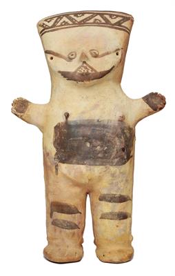 Lot 308 - A CHANCAY (PERU) WHITE CLAY MALE FIGURE with outstretched arms