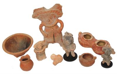 Lot 355 - A CENTRAL AMERICAN TERRACOTTA RATTLE FIGURE