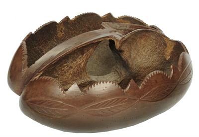Lot 379 - A SEYCHELLES POLISHED COCO DE MER carved to form an ornamental basket