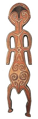Lot 386 - A PAPUAN GULF CARVED WOODEN X-RAY FIGURE of a man from Balimo