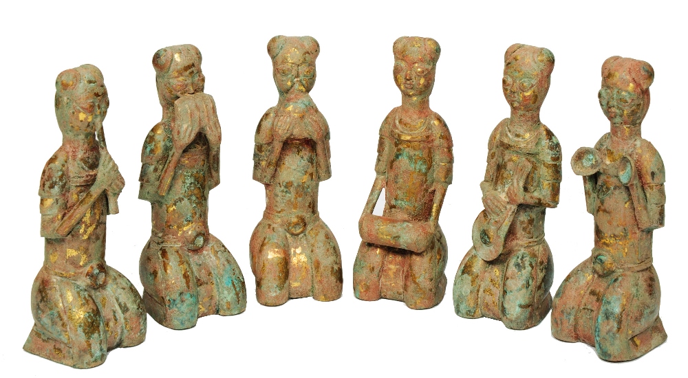 Lot 403 - A SET OF SIX CHINESE GILT METAL ZODIAC FIGURES