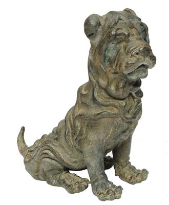 Lot 434 - A CHINESE BRONZE MODEL OF A SHAR-PEI DOG in seated position