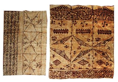 Lot 440 - TWO SMALL TONGAN CLOTHS with stylised symbolic decoration