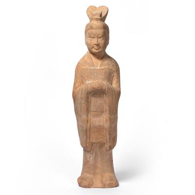 Lot 448 - A CHINESE POTTERY FIGURE of a court lady
